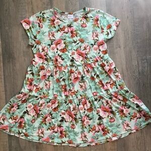 LuLaRoe Ariel Floral Dress in Pink and Green